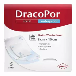 DRACOPOR neperšlampamas žaizdų tvarstis 8x10 cm sterilus, 5 vnt