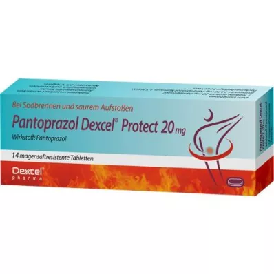 PANTOPRAZOL Dexcel Protect 20 mg enterinėmis plėvele dengtos tabletės, 14 vnt