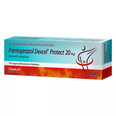 PANTOPRAZOL Dexcel Protect 20 mg enterinėmis plėvele dengtos tabletės, 14 vnt