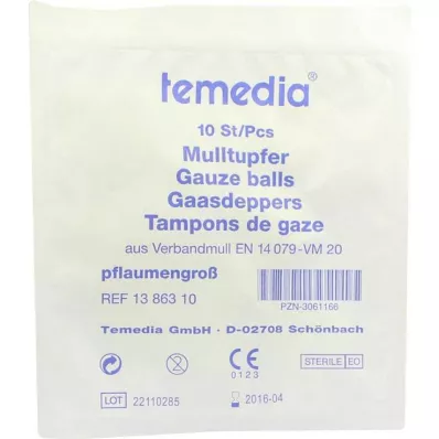 MULLTUPFER sterilios slyvos dydžio, 10 vnt MULLTUPFER sterilios slyvos dydžio, 10 vnt