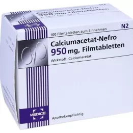 CALCIUMACETAT NEFRO 950 mg plėvele dengtos tabletės, 100 vnt