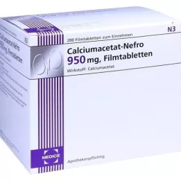 CALCIUMACETAT NEFRO 950 mg plėvele dengtos tabletės, 200 vnt