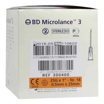BD MICROLANCE Kaniulė 25 G 1 0,5x25 mm, 100 vnt BD MICROLANCE Kaniulė 25 G 1 0,5x25 mm, 100 vnt