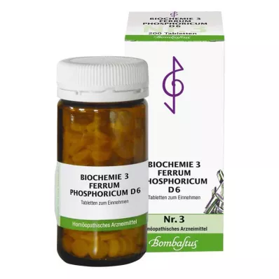 BIOCHEMIE 3 Ferrum phosphoricum D 6 tabletės, 200 kapsulių