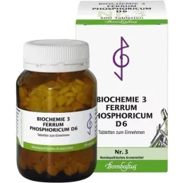 BIOCHEMIE 3 Ferrum phosphoricum D 6 tabletės, 500 vnt