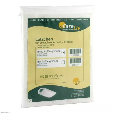 LÄTZCHEN Erw.Folie/Frottee balta su velcro juostele, 1 vnt LÄTZCHEN Erw.Folie/Frottee balta su velcro juostele, 1 vnt
