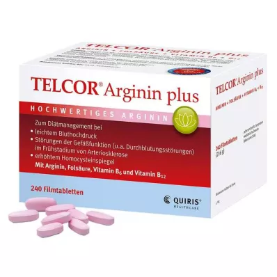 TELCOR Argininas plius plėvele dengtos tabletės, 240 kapsulių TELCOR Argininas plius plėvele dengtos tabletės, 240 kapsulių