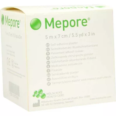 MEPORE Žaizdos tvarstis nesterilus 7 cmx5 m, 1 vnt