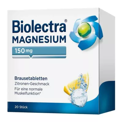 BIOLECTRA Magnio 150 mg citrinos putojančios tabletės, 20 vnt