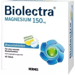 BIOLECTRA Magnio 150 mg citrinos putojančios tabletės, 40 vnt