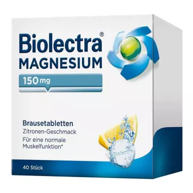 BIOLECTRA Magnio 150 mg citrinos putojančios tabletės, 40 vnt