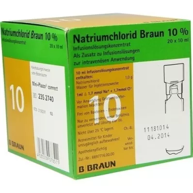 NATRIUMCHLORID 10% rudas MPC Infuzinis tirpalas, 20X10 ml