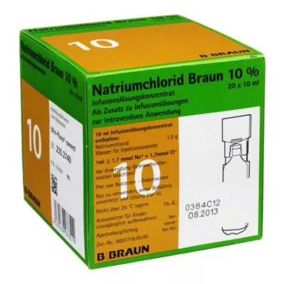 Natrio chlorido 10% Braun Mpc infuzinio tirpalo koncentratas, 20x10 ml