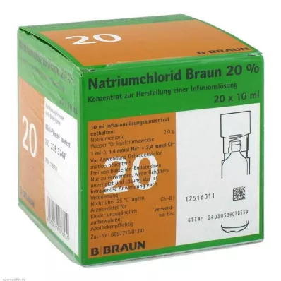NATRIUMCHLORID 20% MPC Elektrolitų koncentratas, 20X10 ml