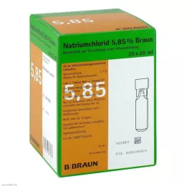 NATRIUMCHLORID 5,85 % rudos spalvos MPC Infuzinis tirpalas, 20X20 ml