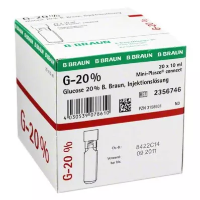 GLUCOSE 20% B.Braun Mini Plasco connect Inj.-Lsg., 20X10 ml GLUCOSE 20% B.Braun Mini Plasco connect Inj.-Lsg., 20X10 ml
