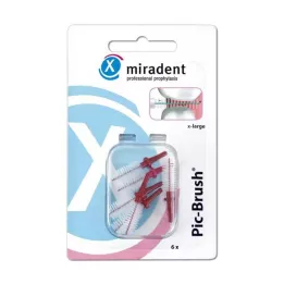 MIRADENT Interd.Pic-Brush pakaitinis šepetėlis x-didelis bordo spalvos, 6 vnt