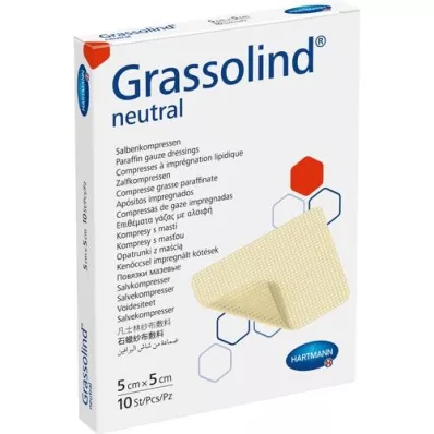 GRASSOLIND Tepalo kompresai 5x5 cm sterilūs, 10 vnt