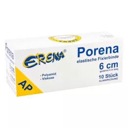PORENA Elastinis marlės tvarstis 6 cm, baltas, be celono, 10 vnt