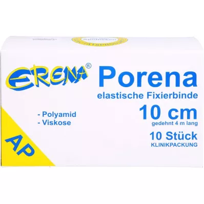 PORENA Elastinis marlės tvarstis 10 cm, baltas, be celono, 10 vnt