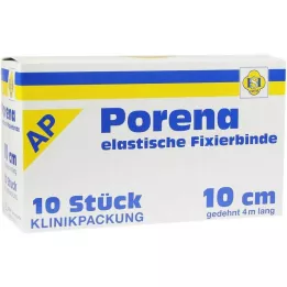 PORENA Elastinis marlės tvarstis 10 cm, baltas, be celono, 10 vnt