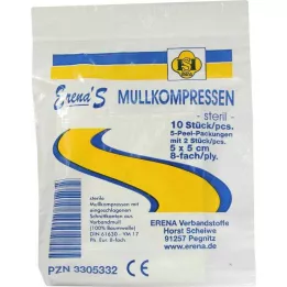 ERENA Marlės kompresas 5x5 cm sterilus 8 kartus, 5X2 vnt