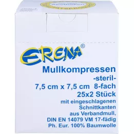ERENA Marlės kompresas 7,5x7,5 cm sterilus 8x, 25X2 vnt