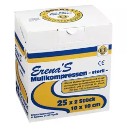 ERENA Marlės kompresas 10x10 cm sterilus 8 kartus, 25X2 vnt