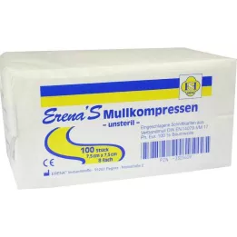 ERENA Marlės kompresas 7,5x7,5 cm nesterilus 8x, 100 vnt