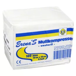 ERENA Marlės kompresas 10x10 cm, nesterilus, 8 kartus, 100 vnt