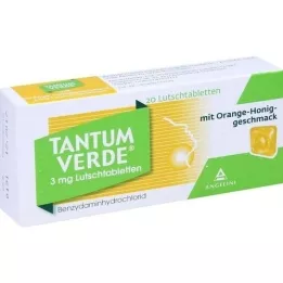 TANTUM VERDE 3 mg apelsinų ir medaus skonio pastilės, 20 vnt