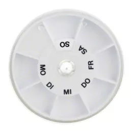TABLETTENSPENDER Icron 7 skyrių permatomas apvalus dangtelis, 1 vnt
