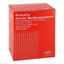 DRACOFIX PEEL Kompresai 7,5x7,5 cm sterilūs 8 kartus, 25X2 vnt