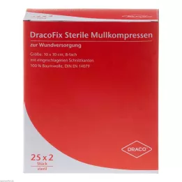 DRACOFIX PEEL Kompresai 10x10 cm sterilūs 8 kartus, 25X2 vnt