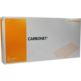 CARBONET 10x20 cm bekvapis žaizdų tvarstis su aktyvuota anglimi, 10 vnt