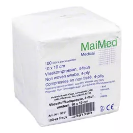 VLIESSTOFF-KOMPRESSEN nesterilios 10x10 cm keturvietės, 100 vnt