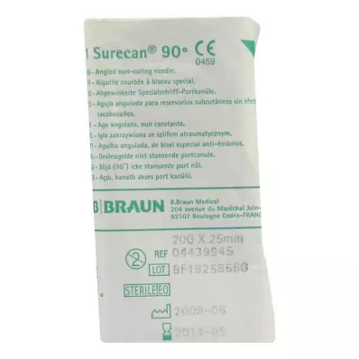 Surecan kaniulė 20 Gx25 mm kampu (1 vnt.) Surecan kaniulė 20 Gx25 mm kampu (1 vnt.)