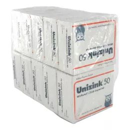 UNIZINK 50 enterinėmis plėvele dengtų tablečių, 10X100 vnt