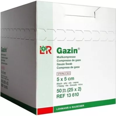 GAZIN Kompaktinė marlė 5x5 cm sterili 8 kartus, 25X2 vnt