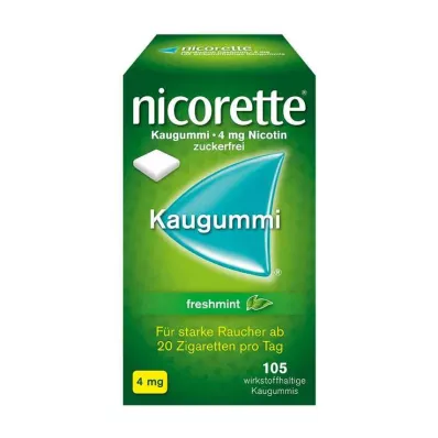 nicorette® kramtomoji guma freshmint, 4 mg nikotino, 105 vnt