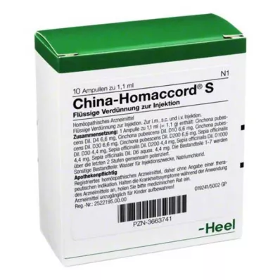 CHINA HOMACCORD S Ampulės, 10 vnt CHINA HOMACCORD S Ampulės, 10 vnt