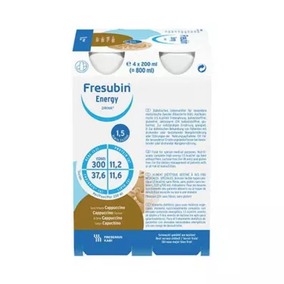 FRESUBIN ENERGY DRINK Kapučino gertuvė, 4X200 ml