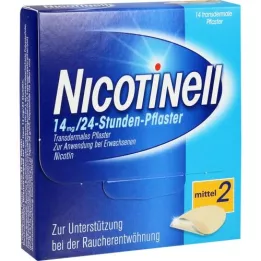 NICOTINELL 14 mg/24 val. pleistras 35 mg, 14 vnt