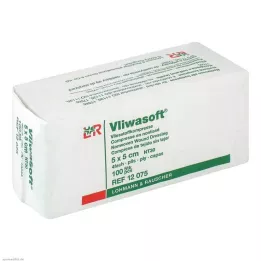 VLIWASOFT Neaustiniai kompresai 5x5 cm nesterilūs 4l, 100 vnt