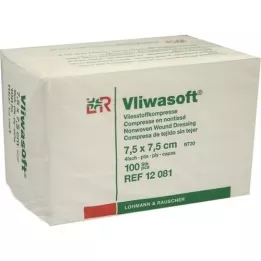 VLIWASOFT Neaustiniai kompresai 7,5x7,5 cm nesterilūs 4l, 100 vnt