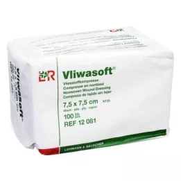 VLIWASOFT Neaustiniai kompresai 7,5x7,5 cm nesterilūs 4l, 100 vnt
