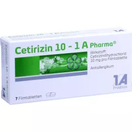 CETIRIZIN 10-1A Pharma plėvele dengtos tabletės, 7 vnt
