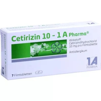 CETIRIZIN 10-1A Pharma plėvele dengtos tabletės, 7 vnt