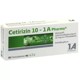 CETIRIZIN 10-1A Pharma plėvele dengtos tabletės, 20 vnt