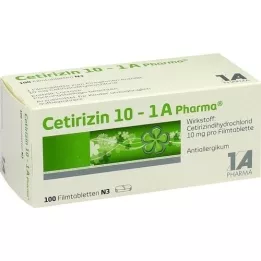 CETIRIZIN 10-1A Pharma plėvele dengtos tabletės, 100 vnt